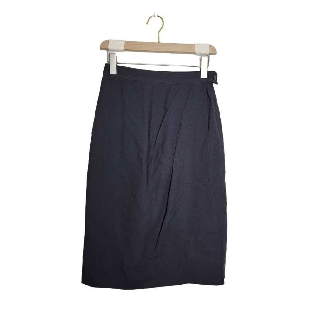 Maxmara Skirt Size 6 Pleated Pencil Dark Gray Wool Blend